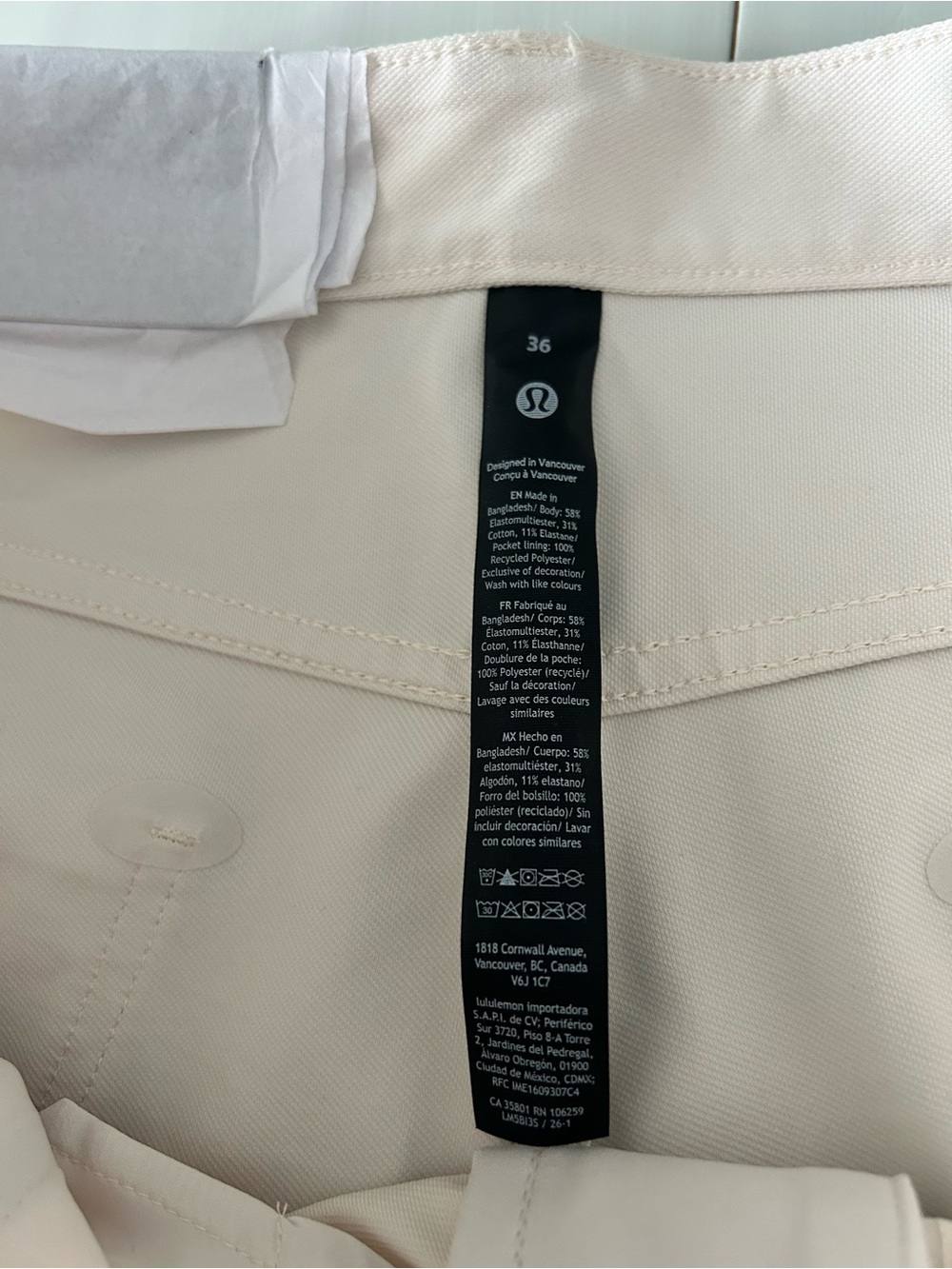 lululemon athletica Men's Chinos - Cream - Picture 4 of 4